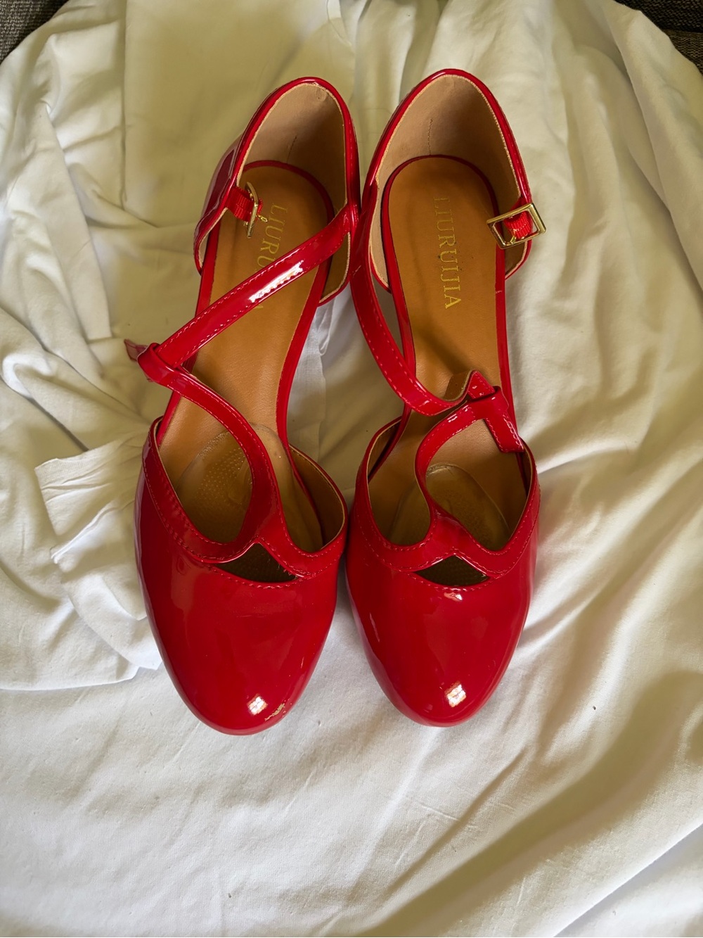 Red Patent Mary Jane Heels - Women's Dress Shoes